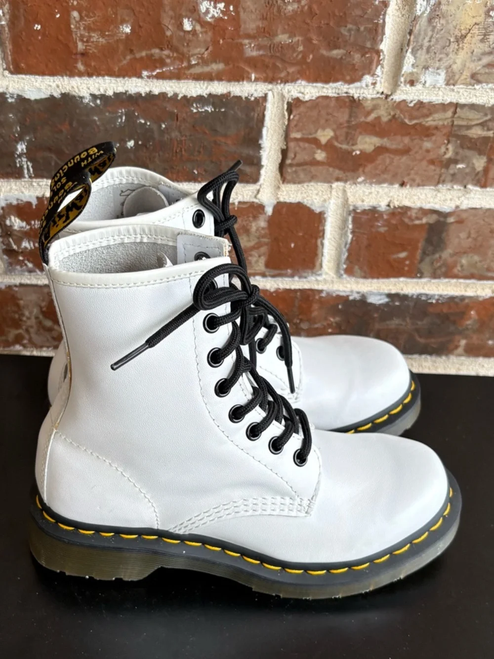 Dr. Martens Softy T 1460‎ Combat White Leather Boots Size 5